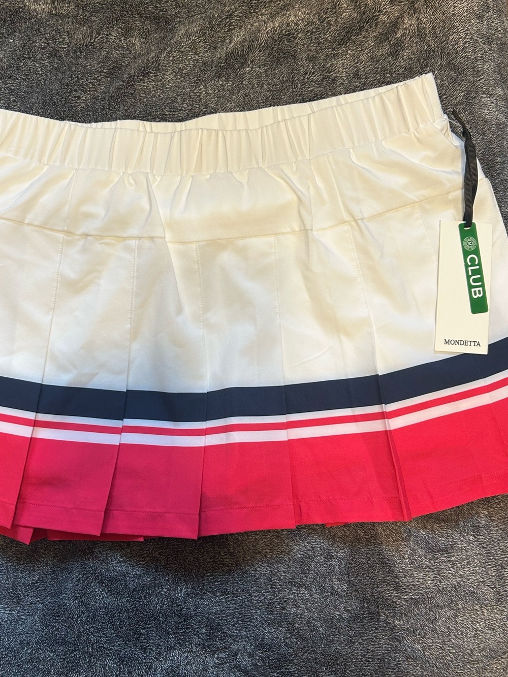 Mondetta White Pleated Skirt with striped trim